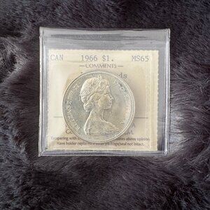 1966 Canada Silver Dollar – MS65 ICCS Graded – Brilliant Uncirculated
